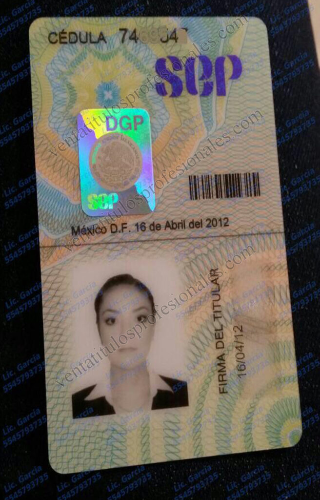 Venta de Cédulas Profesionales Registradas